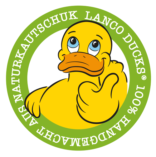 Logo Naturkautschuk Badeenten Quietscheenten Marke Lanco