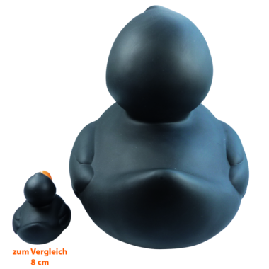 Große XXL Ente Schwarz Badeente Quietscheente Factotum