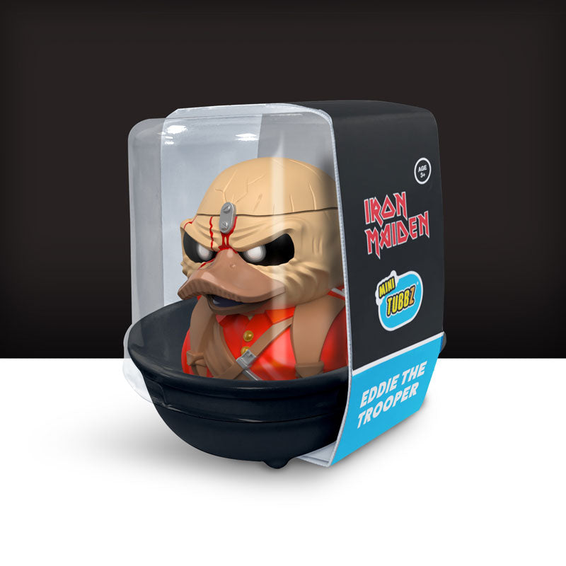 Mini Iron Maiden Eddie The Trooper Ente Badeente Sammelfigur TUBBZ Badewannen Box vorne