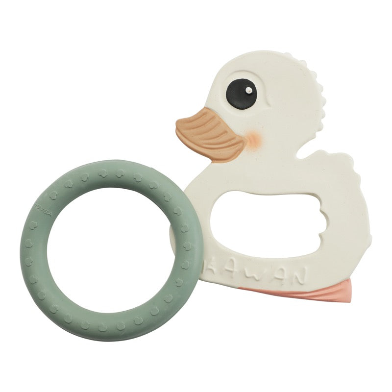 Geschenkset 2 Beißringe Ente Ring Grün Naturkautschuk HEVEA