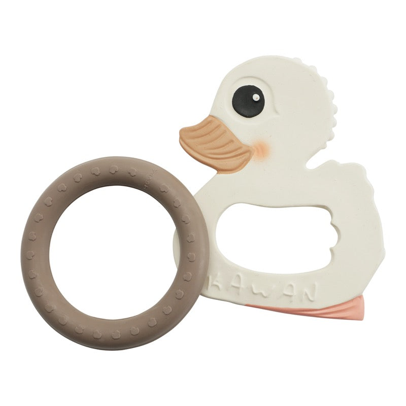 Geschenkset 2 Beißringe Ente Ring Beige Naturkautschuk HEVEA