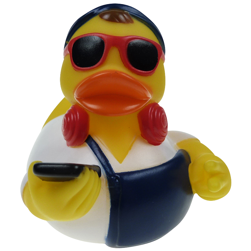 Cooler Jugendlicher Ente Badeente Quietscheente Weiss Factotum