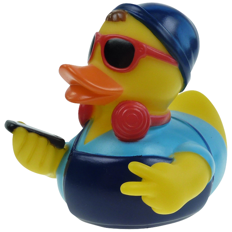 Cooler Jugendlicher Ente Badeente Quietscheente Blau Factotum