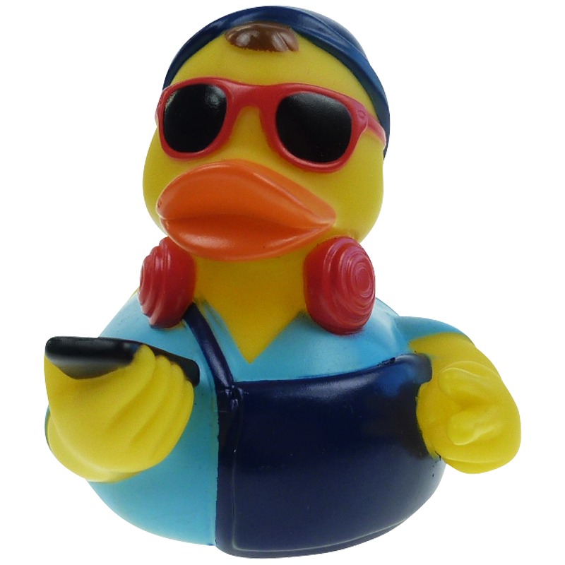 Cooler Jugendlicher Ente Badeente Quietscheente Blau Factotum