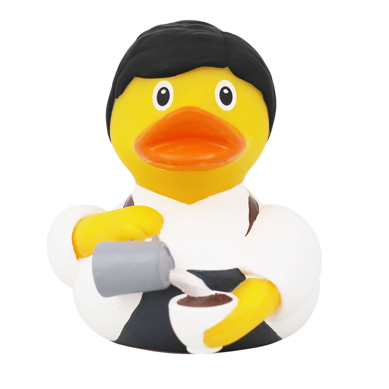 Barista Kaffee Ente Badeente Quietscheente Gummiente Lilalu