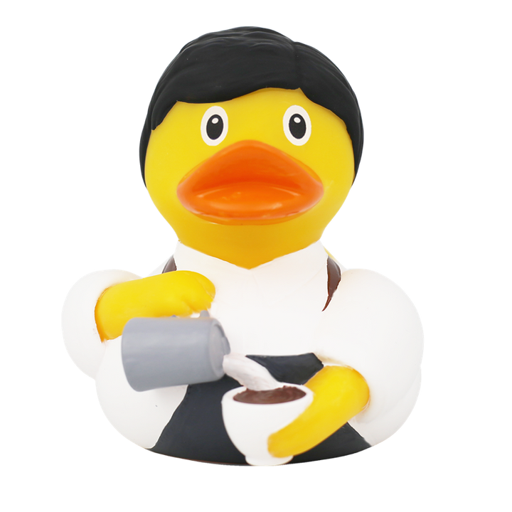 Barista Kaffee Ente Badeente Quietscheente Gummiente Lilalu