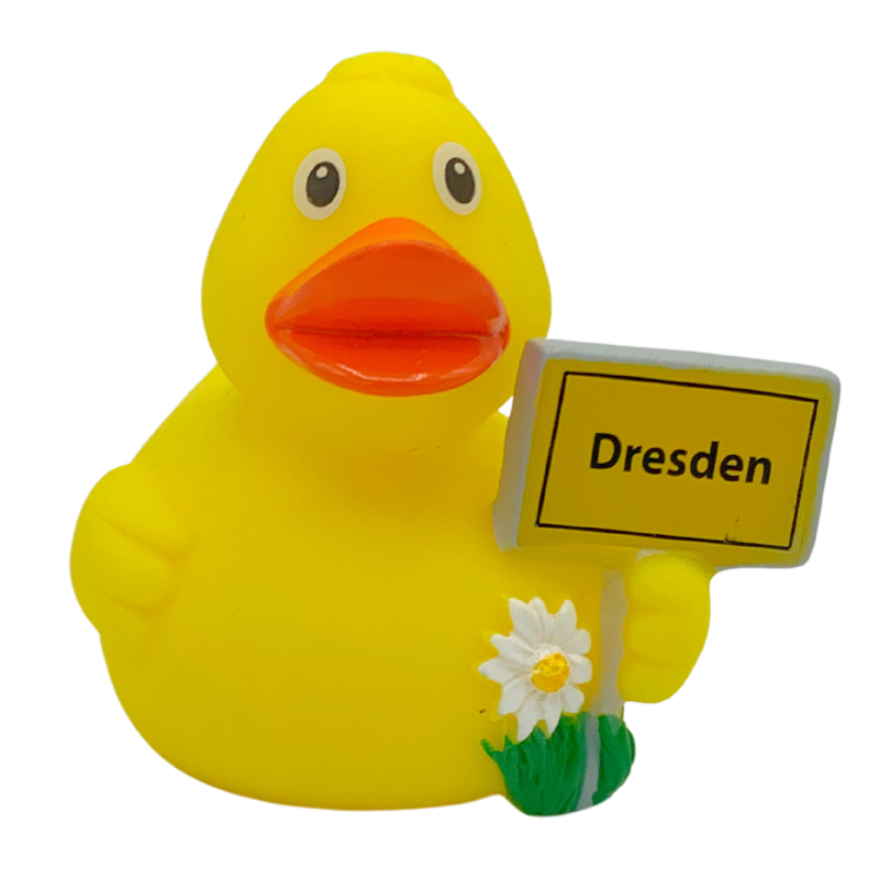 Dresden Stadt Ente Ortsschild Badeente Quietscheente Schnabels