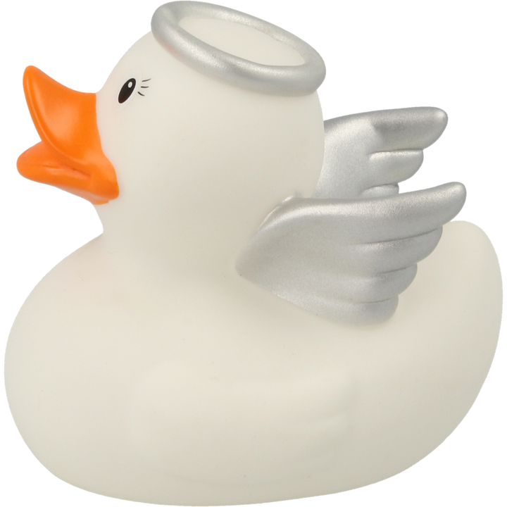 Engel Weiss Ente Badeente Quietscheente Gummiente Lilalu