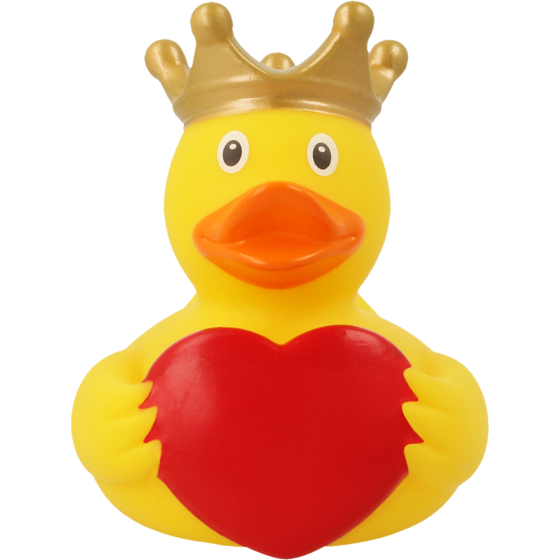 Ente mit Gruss Herz Badeente Quietscheente Gummiente Lilalu
