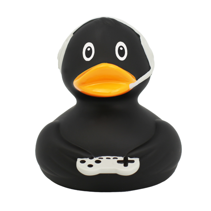 Gamer Gaming Ente Schwarz Badeente Quietscheente Gummiente Lilalu