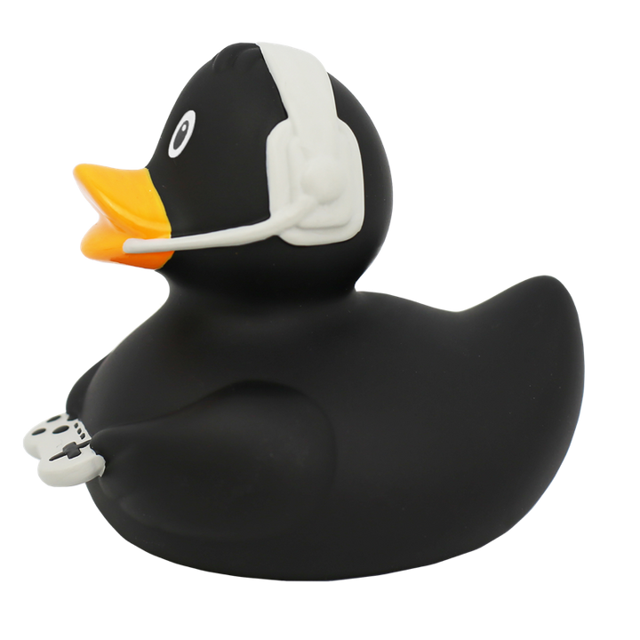 Gamer Gaming Ente Schwarz Badeente Quietscheente Gummiente Lilalu