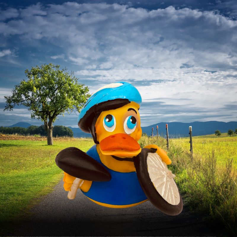 Fahrrad Radl Duck Quietscheente Badeente Naturkautschuk Lanco