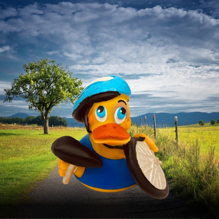 Fahrrad Radl Duck Quietscheente Badeente Naturkautschuk Lanco