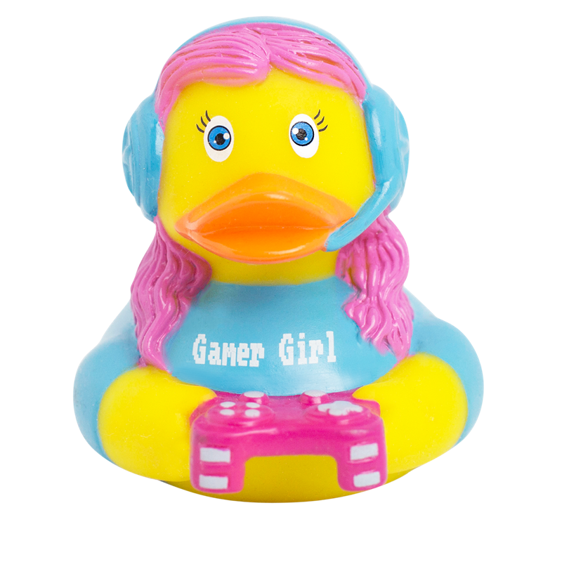 Gamer Ente Mädchen Badeente Quietscheente Gummiente Lilalu