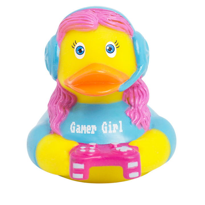 Gamer Ente Mädchen Badeente Quietscheente Gummiente Lilalu