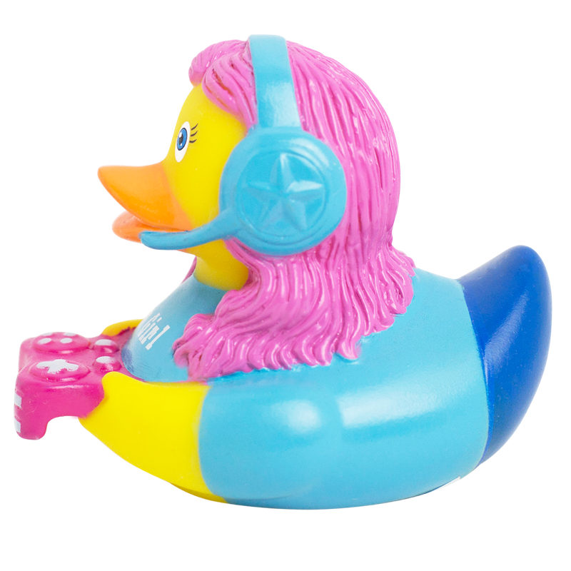 Gamer Ente Mädchen Badeente Quietscheente Gummiente Lilalu