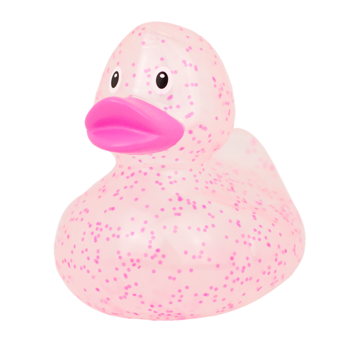 Glitzer Pink Konfetti Ente Badeente Quietscheente Gummiente Lilalu