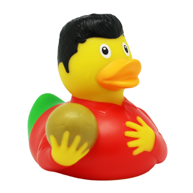 Fussballspieler Portugal Christiano Ente Badeente Quietscheente Gummiente Lilalu
