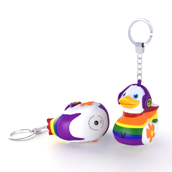 Liebe Frieden Regenbogen Ente Schlüsselanhänger Weiß Ducklin