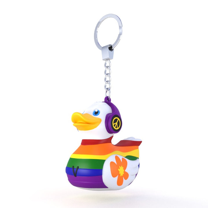 Liebe Frieden Regenbogen Ente Schlüsselanhänger Weiß Ducklin