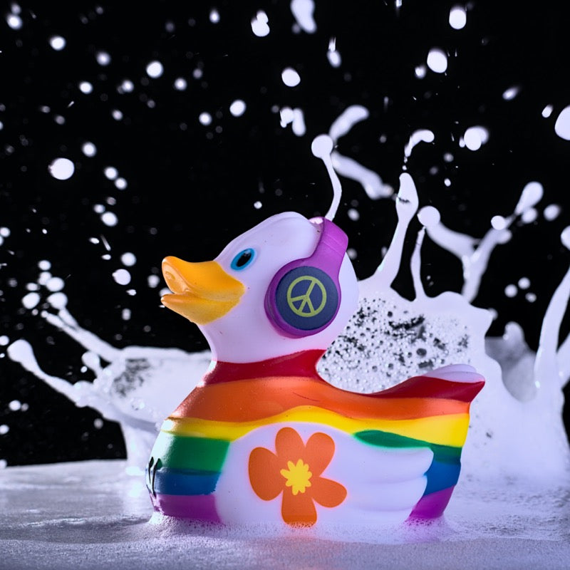 Liebe Frieden Regenbogen Deko Ente Badeente Weiß Ducklin