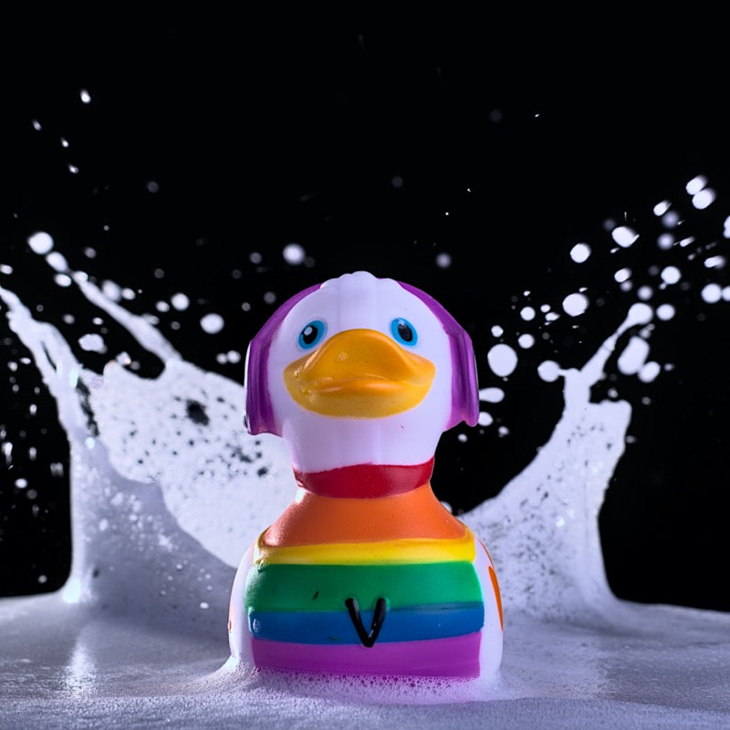 Liebe Frieden Regenbogen Deko Ente Badeente Weiß Ducklin