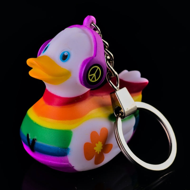 Liebe Frieden Regenbogen Ente Schlüsselanhänger Weiß Ducklin