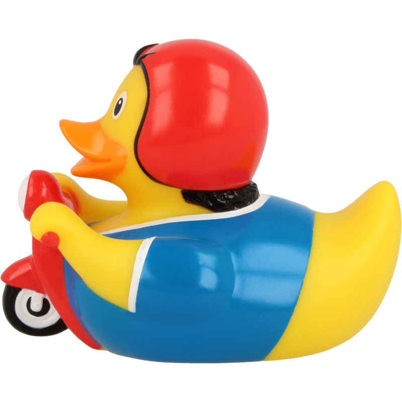 Roller Moped Ente Badeente Quietscheente Gummiente Lilalu