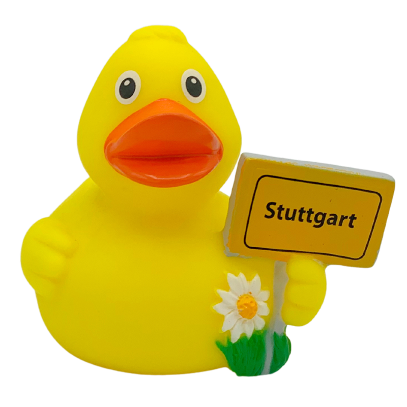Stuttgart Stadt Ente Ortsschild Badeente Quietscheente Schnabels