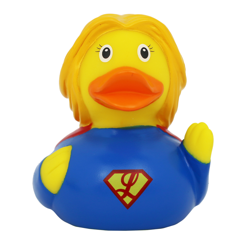 Superheldin Superfrau Ente Badeente Quietscheente Gummiente Lilalu
