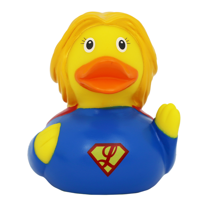 Superheldin Superfrau Ente Badeente Quietscheente Gummiente Lilalu