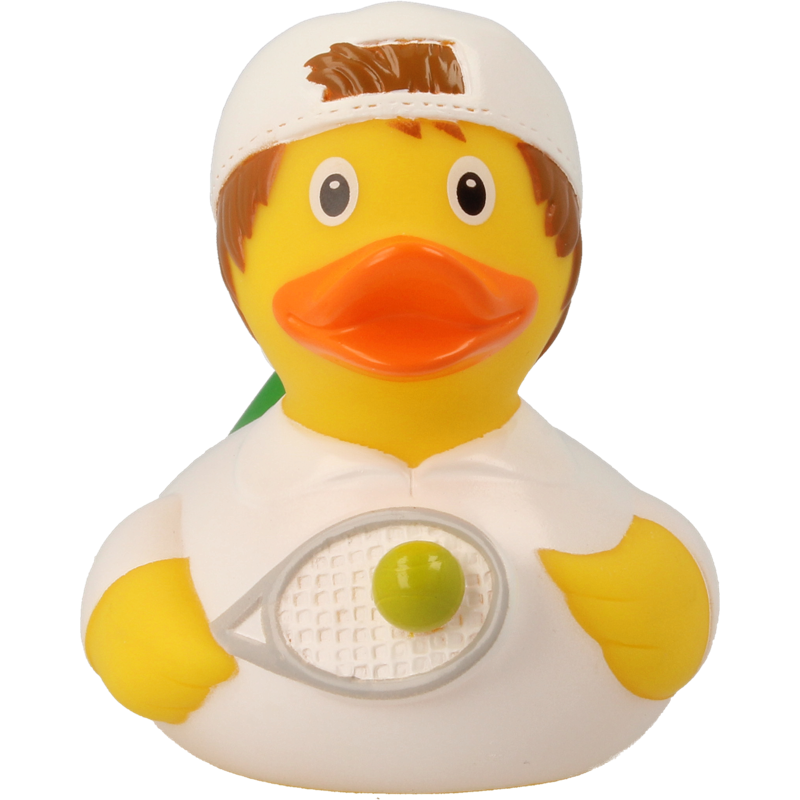 Tennisspieler Ente Badeente Quietscheente Gummiente Lilalu