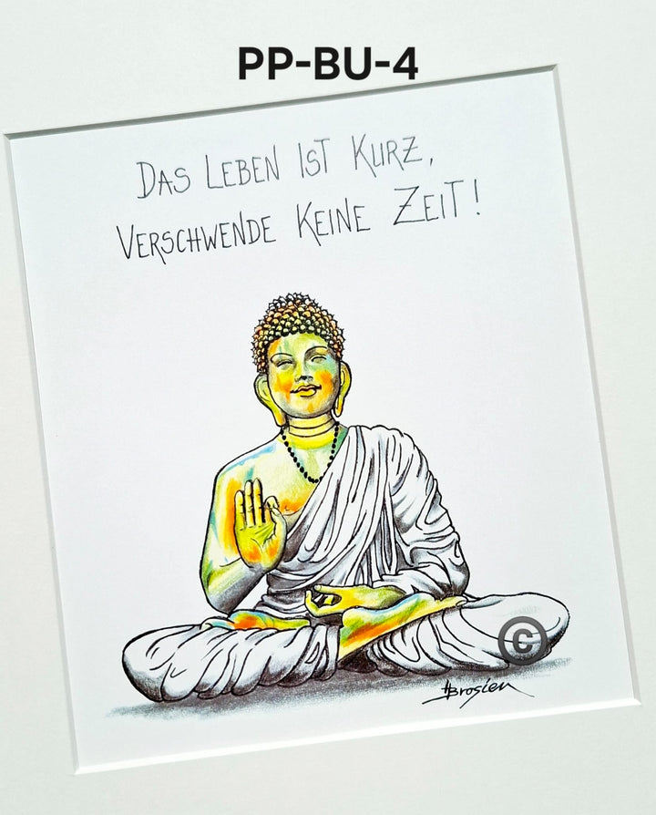 Passepartout Bild Kunstdruck Buddha Sprüche 24 x 30 cm Heidemarie Brosien