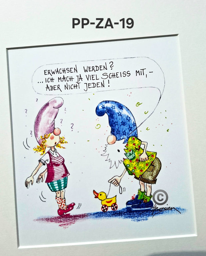 Passepartout Bild Zwerg Spruch 24 x 30 cm 11 Motive Heidemarie Brosien