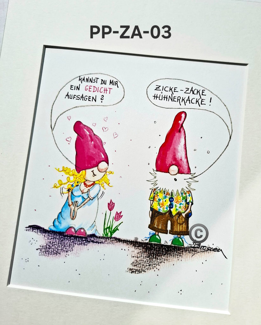 Passepartout Bild Zwerg Spruch 24 x 30 cm 11 Motive Heidemarie Brosien