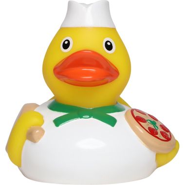 Pizzabäcker Pizza Ente Badeente Quietscheente Gummiente Schnabels