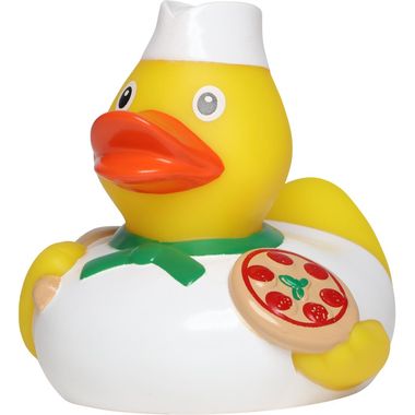 Pizzabäcker Pizza Ente Badeente Quietscheente Gummiente Schnabels