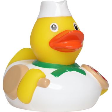 Pizzabäcker Pizza Ente Badeente Quietscheente Gummiente Schnabels