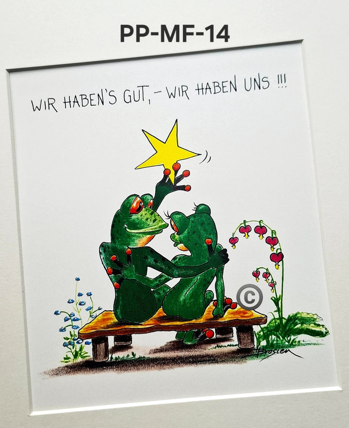 Passepartout Bild Frosch Spruch 24 x 30 cm 22 Motive Heidemarie Brosien