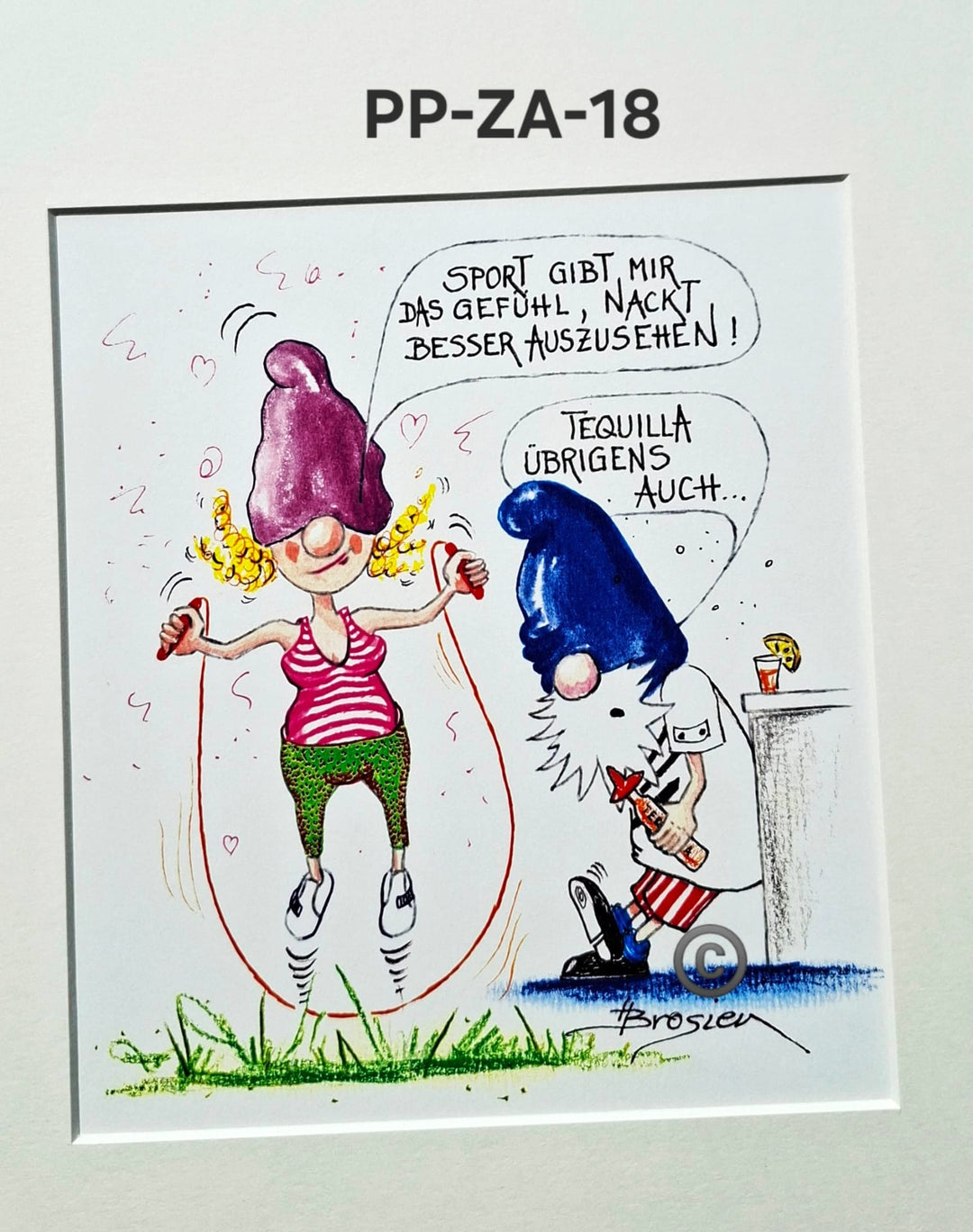 Passepartout Bild Zwerg Spruch 24 x 30 cm 11 Motive Heidemarie Brosien