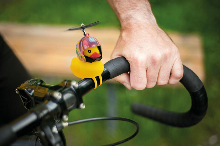 Fahrrad Lenker Klingel Hupe Quietscheente Propellerhelm Flower Power