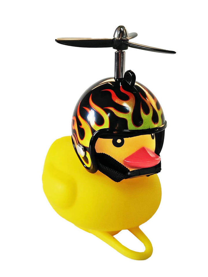 Fahrrad Lenker Klingel Hupe Ente Quietscheente Propellerhelm Flamme