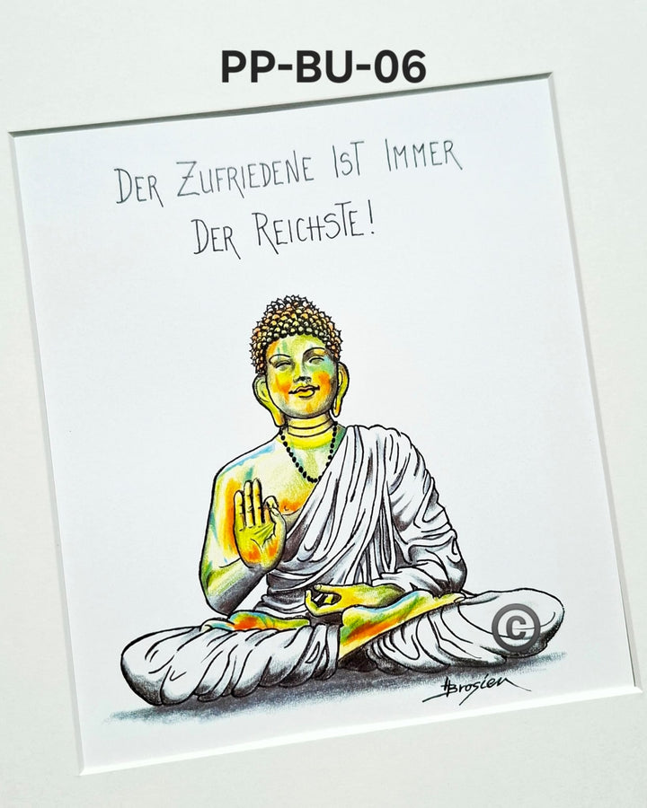 Passepartout Bild Kunstdruck Buddha Sprüche 24 x 30 cm Heidemarie Brosien