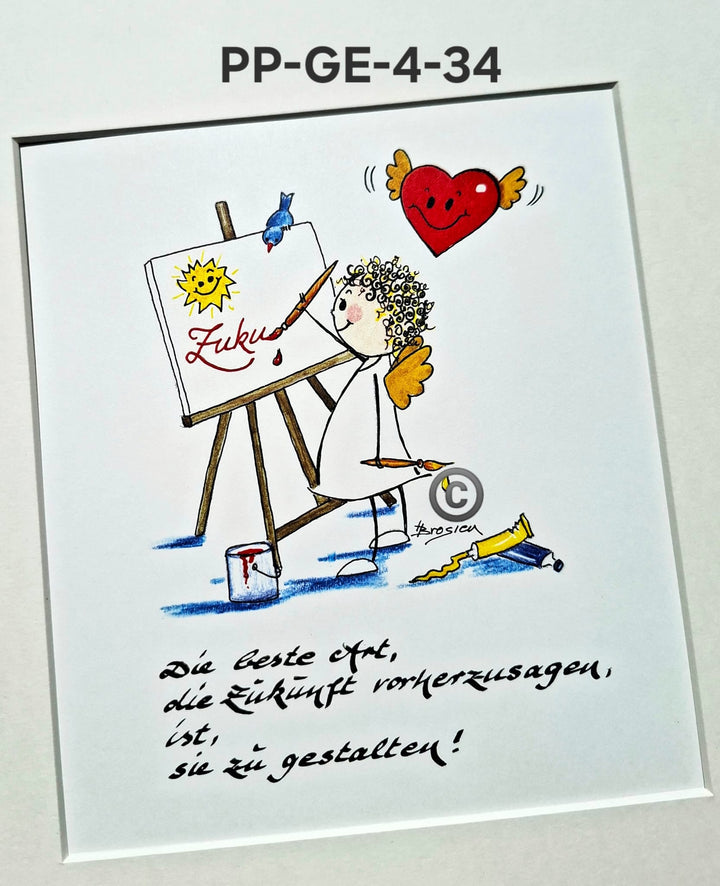 Passepartout Bild Glücksengel Schutzengel Spruch Motive 24 x 30 cm Heidemarie Brosien