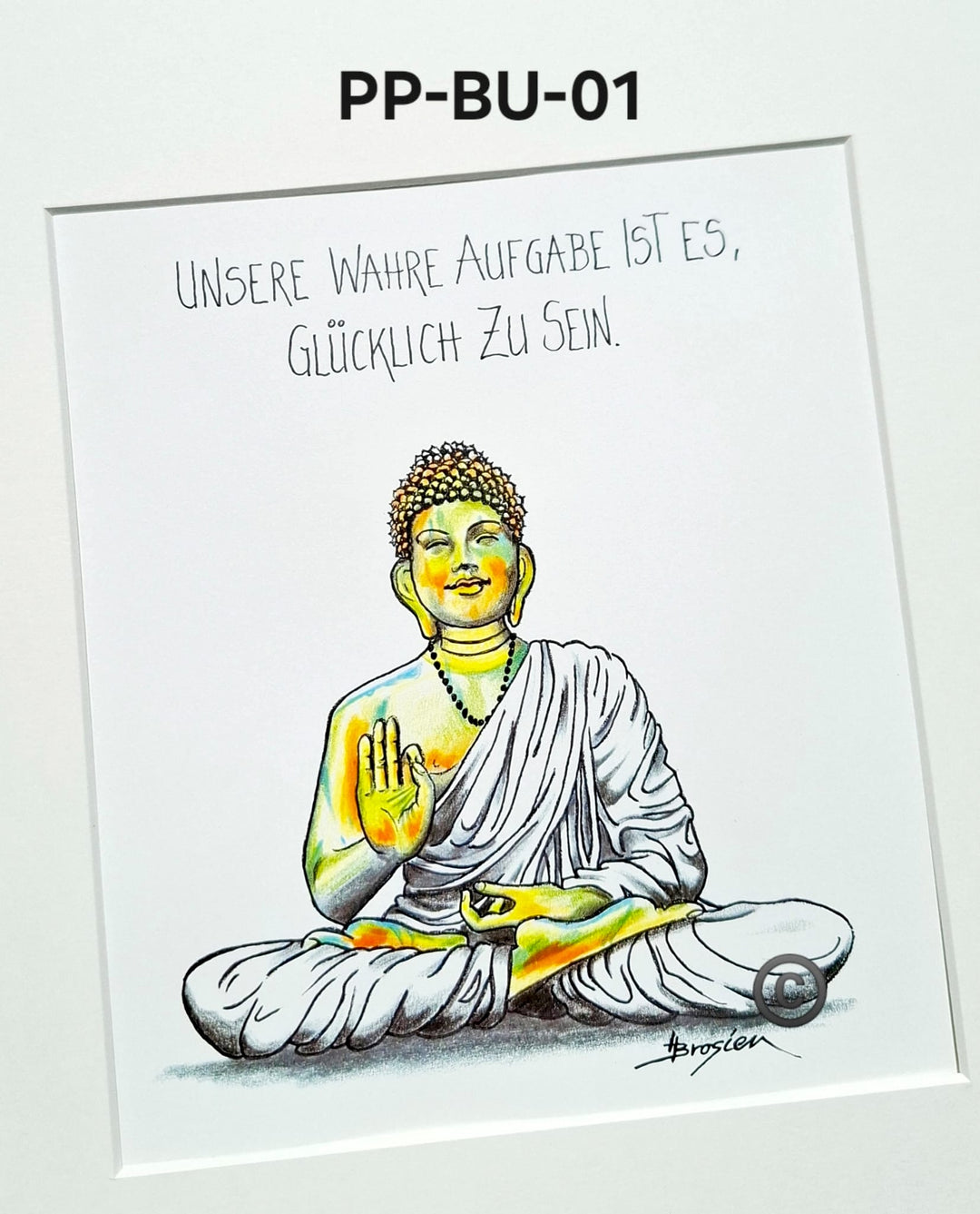 Passepartout Bild Kunstdruck Buddha Sprüche 24 x 30 cm Heidemarie Brosien