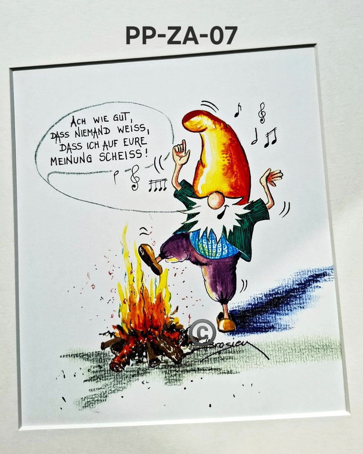 Passepartout Bild Zwerg Spruch 24 x 30 cm 11 Motive Heidemarie Brosien