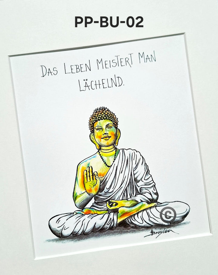 Passepartout Bild Kunstdruck Buddha Sprüche 24 x 30 cm Heidemarie Brosien