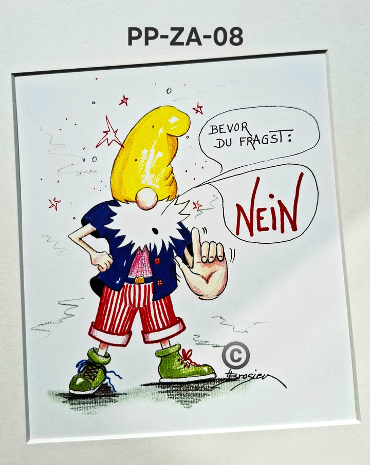 Passepartout Bild Zwerg Spruch 24 x 30 cm 11 Motive Heidemarie Brosien