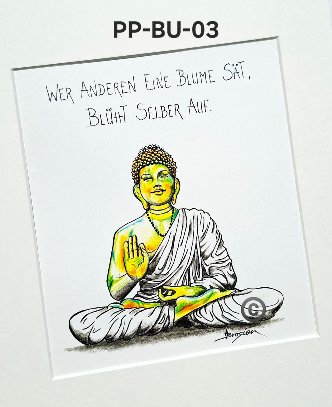 Passepartout Bild Kunstdruck Buddha Sprüche 24 x 30 cm Heidemarie Brosien