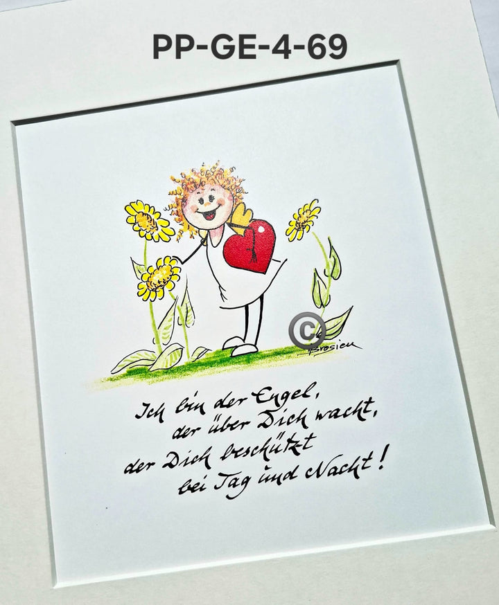 Passepartout Bild Glücksengel Schutzengel Spruch Motive 24 x 30 cm Heidemarie Brosien